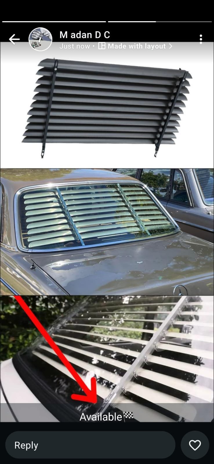Rear Windshield Louver Sun Shade Vent Cover for Classic Cars Rear Windshield Louver Sun Shade Vent Cover for Classic Cars - Image 5