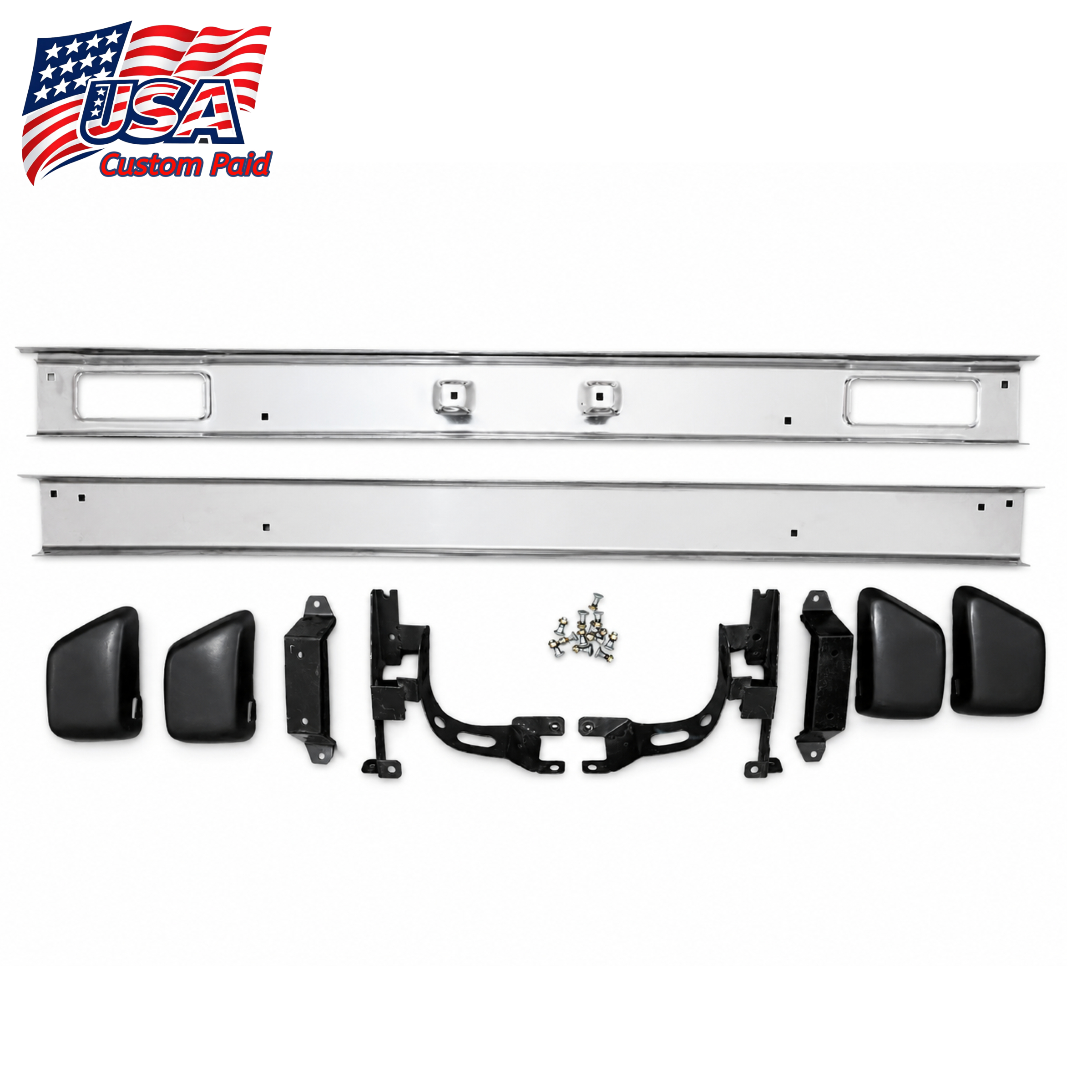 Toyota Corolla KE70 KE75 Chrome Bumper Set 1980–1983 Front & Rear Complete Kit with Brackets & Hardware Toyota Corolla KE70 KE75 Chrome Bumper Set 1980–1983 Front & Rear Complete Kit with Brackets & Hardware - Image 2